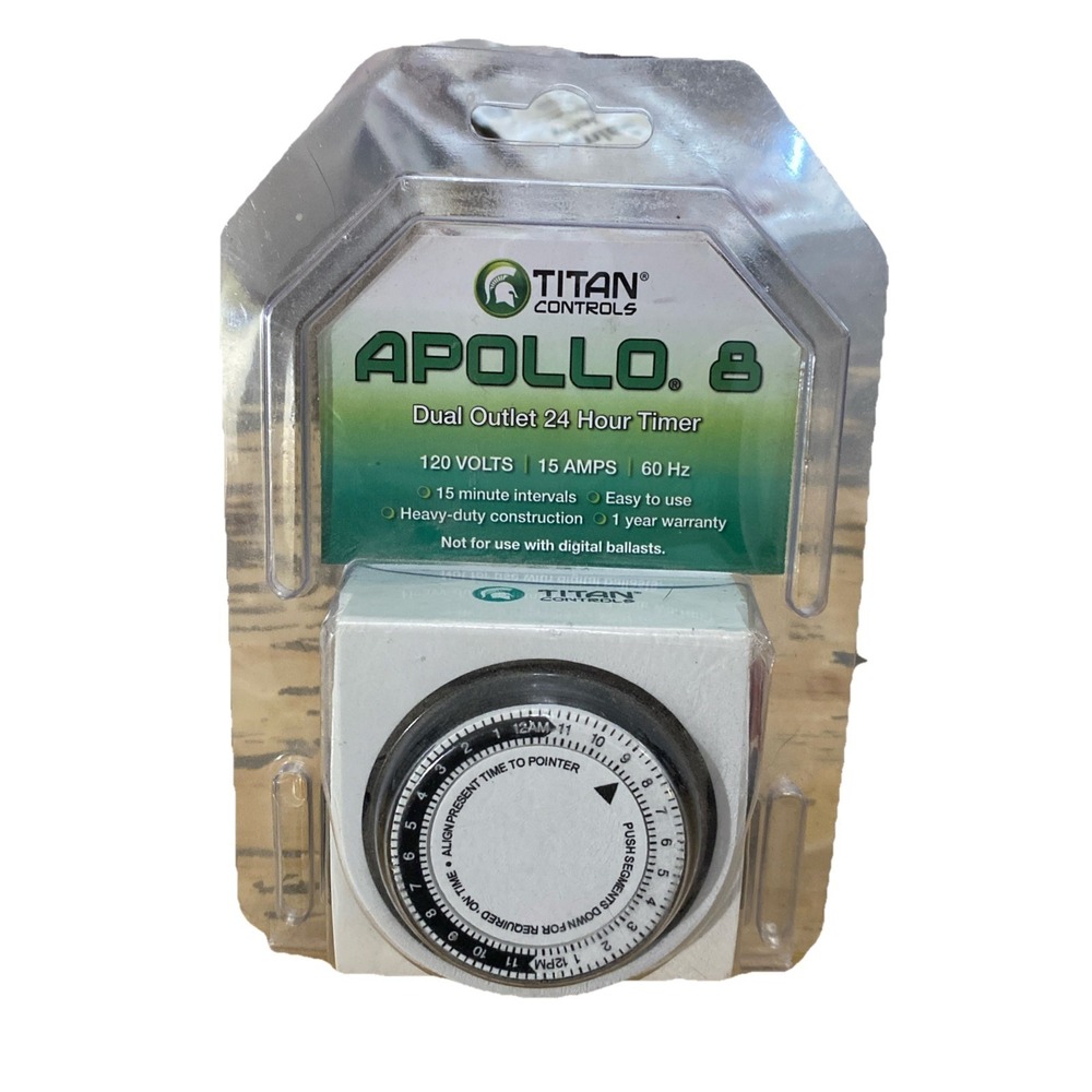 Titan Controls Apollo 8 Dual Outlet‎ 24hr Timer 120v/15amp - New